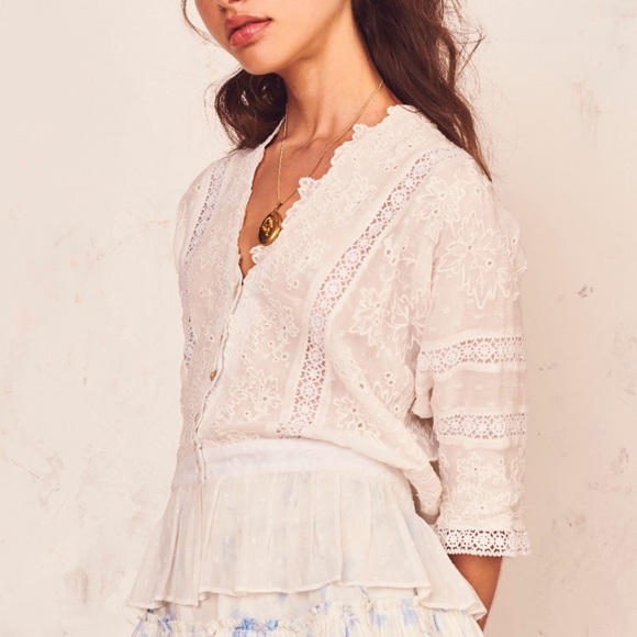 LoveShackFancy Devon Blouse in Size M - Picture 1 of 5